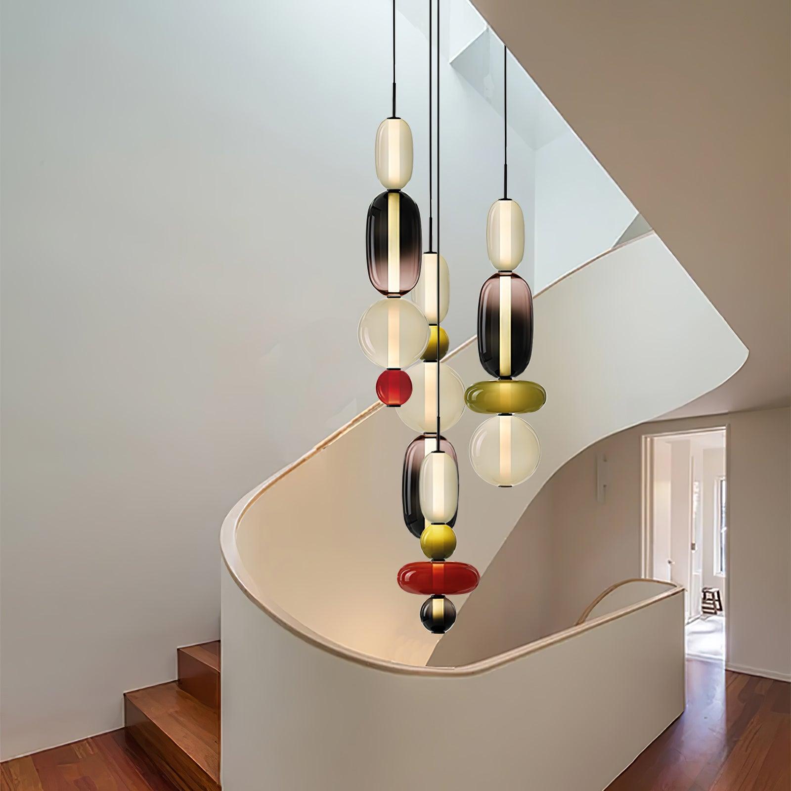 Candied Glass Pendant Light 19.7 in LED Ceiling Fixture Multi-Color Indoor Dining Room Hanging Lamp | Thomler