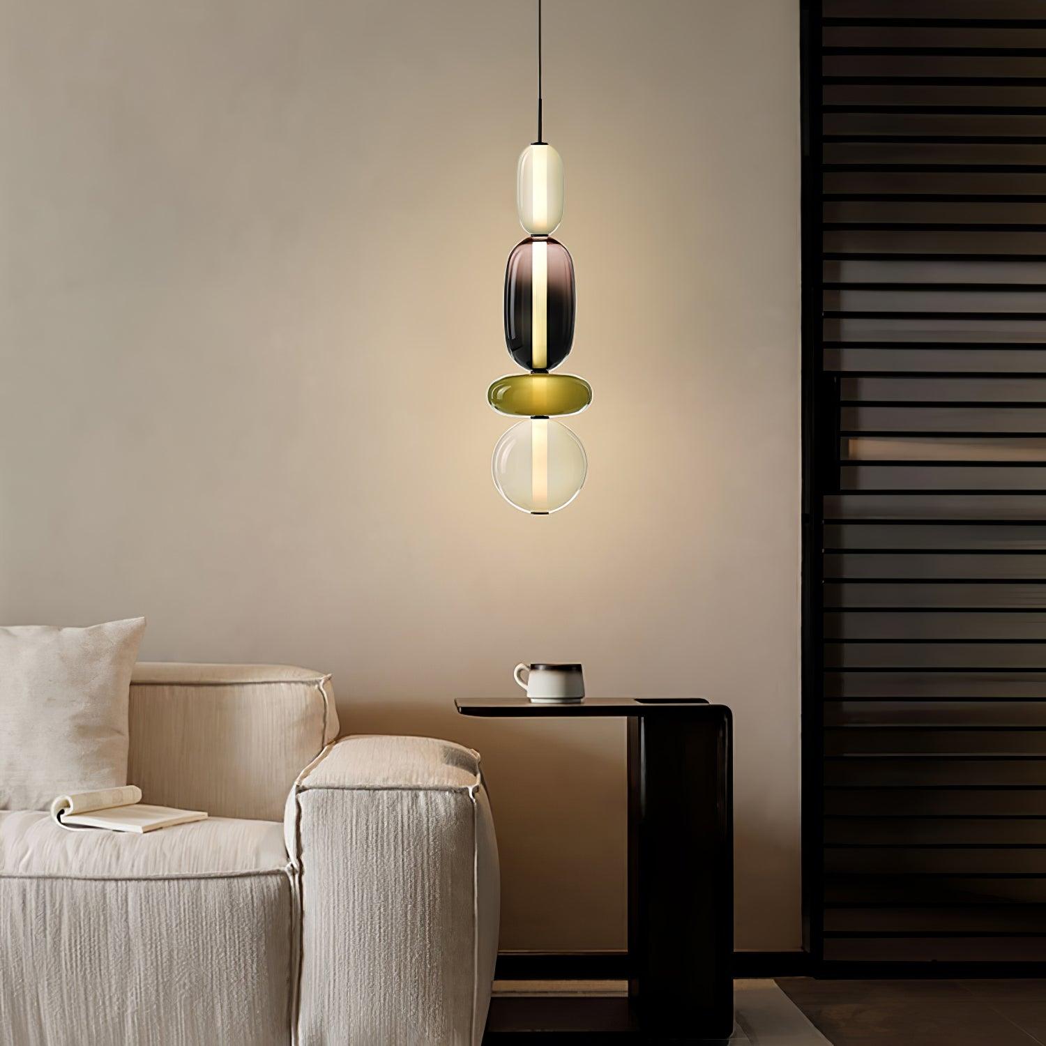 Pendant Light Glass Integrated LED 18.0 cm Colourful Dining Room Living Room Dimmable Hanging Ceiling Lamp Adjustable Suspension | Thomler