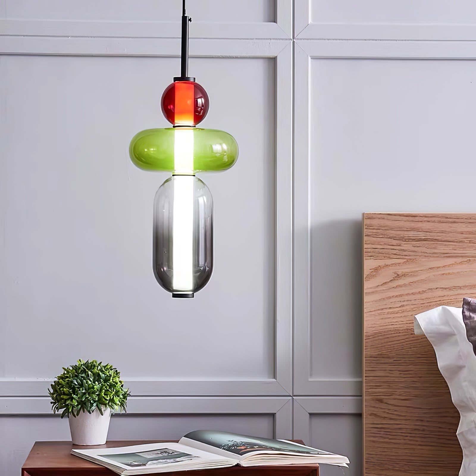 Pendant Light Glass Integrated LED 18.0 cm Colourful Dining Room Living Room Dimmable Hanging Ceiling Lamp Adjustable Suspension | Thomler