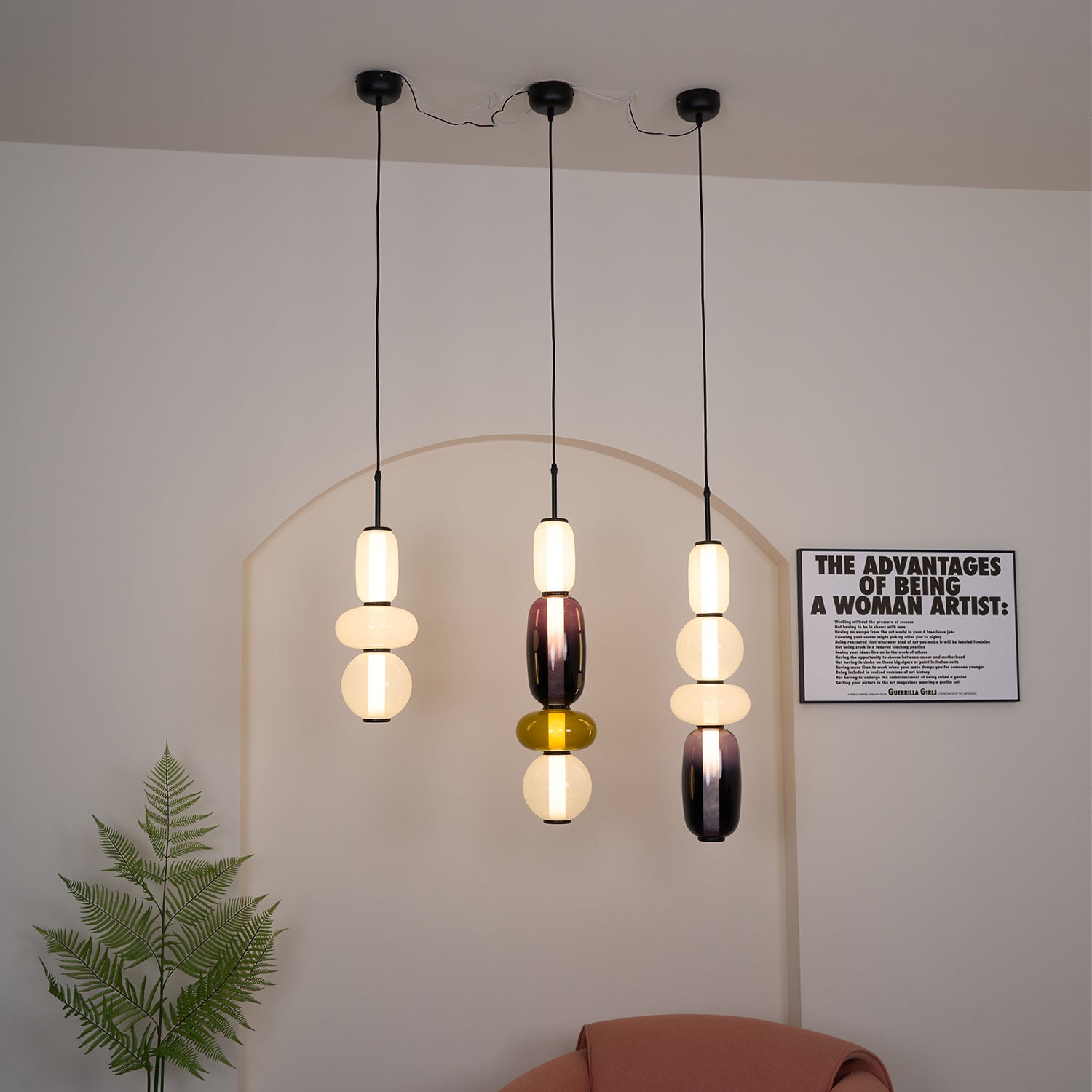 Candied Glass Pendant Light 19.7 in LED Ceiling Fixture Multi-Color Indoor Dining Room Hanging Lamp | Thomler