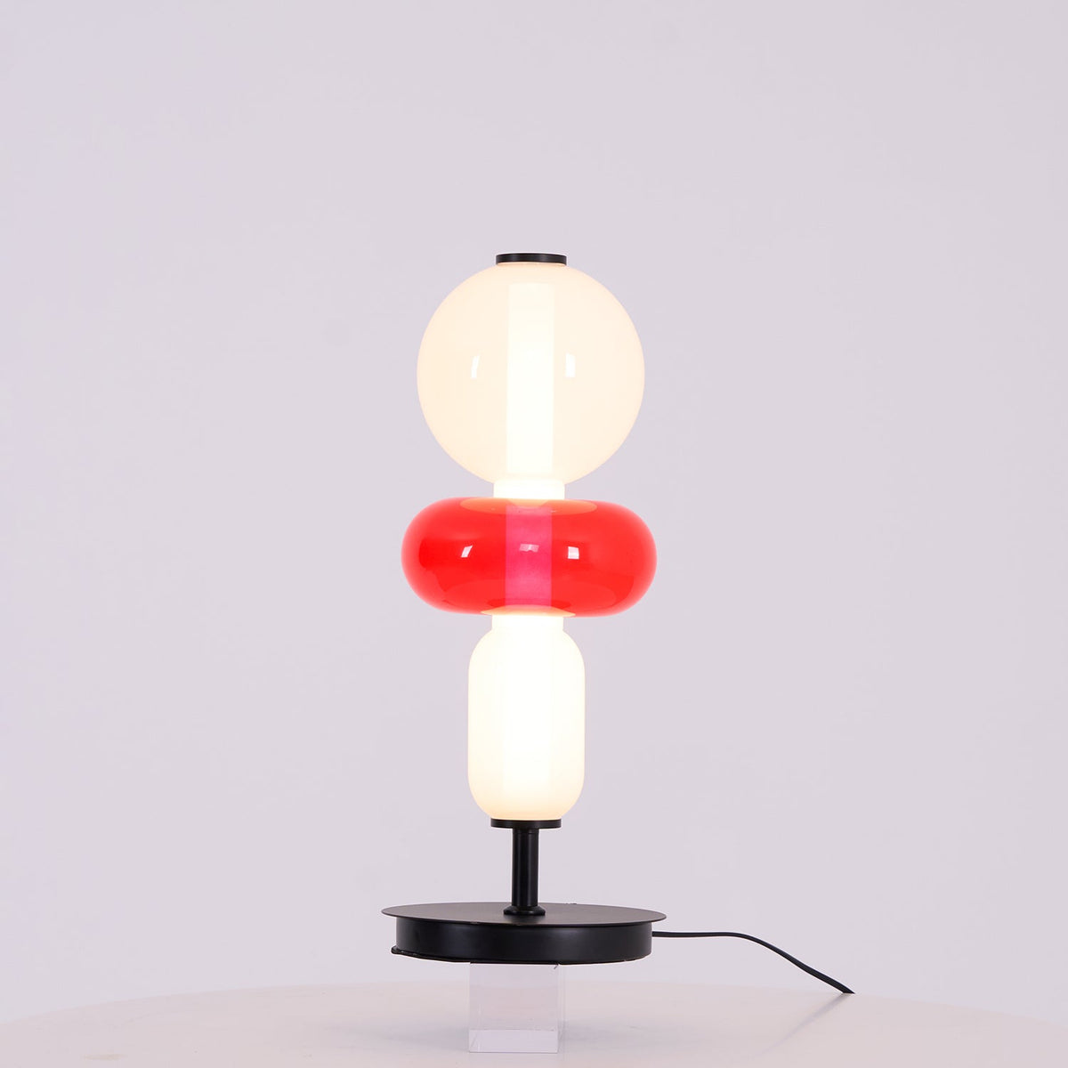 Modern Acrylic Column Table Lamp with Colored Glass Shade & Dimmer Remote – Contemporary LED Desk Light for Bedroom, Living Room | Thomler