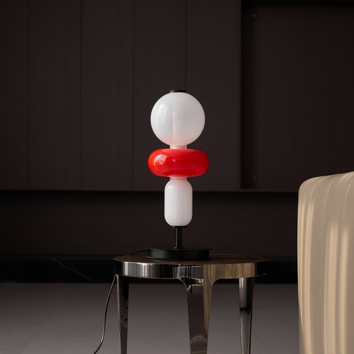 Modern Acrylic Column Table Lamp with Colored Glass Shade & Dimmer Remote – Contemporary LED Desk Light for Bedroom, Living Room | Thomler