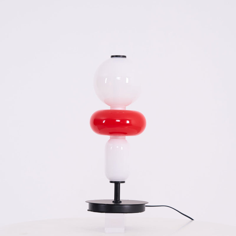 Modern Acrylic Column Table Lamp with Colored Glass Shade & Dimmer Remote – Contemporary LED Desk Light for Bedroom, Living Room | Thomler