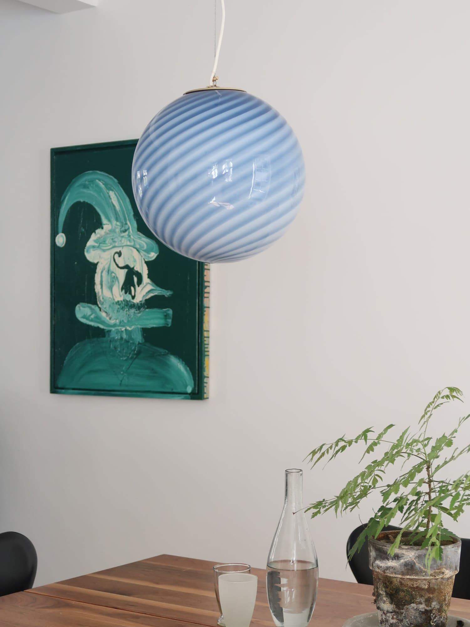 Pendant Light Glass Sphere 11.8 in Milk Honey Kitchen Island Hanging Ceiling Lamp Modern Dining Room Lighting Fixture | Thomler