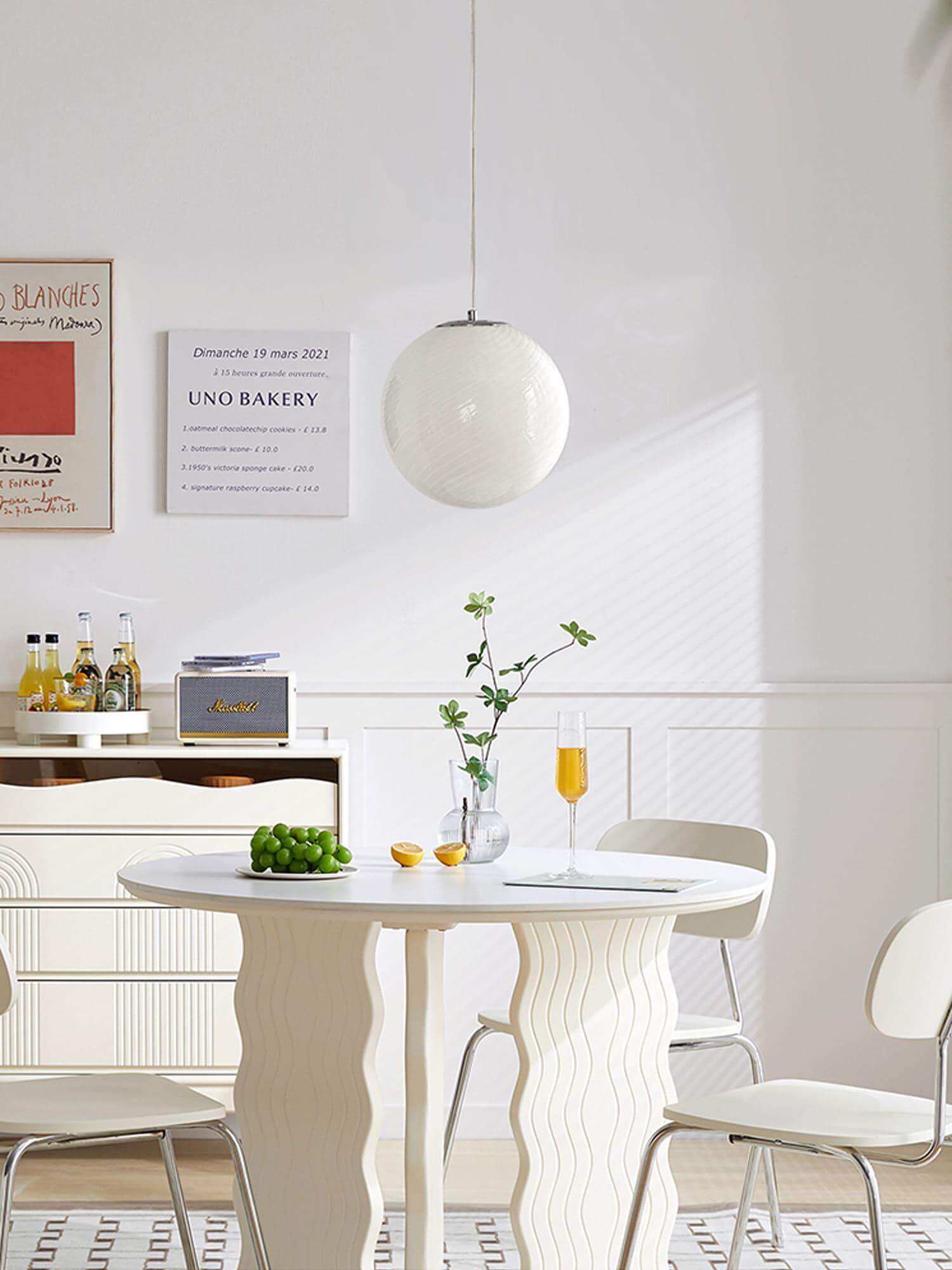 Pendant Light Glass Sphere 11.8 in Milk Honey Kitchen Island Hanging Ceiling Lamp Modern Dining Room Lighting Fixture | Thomler