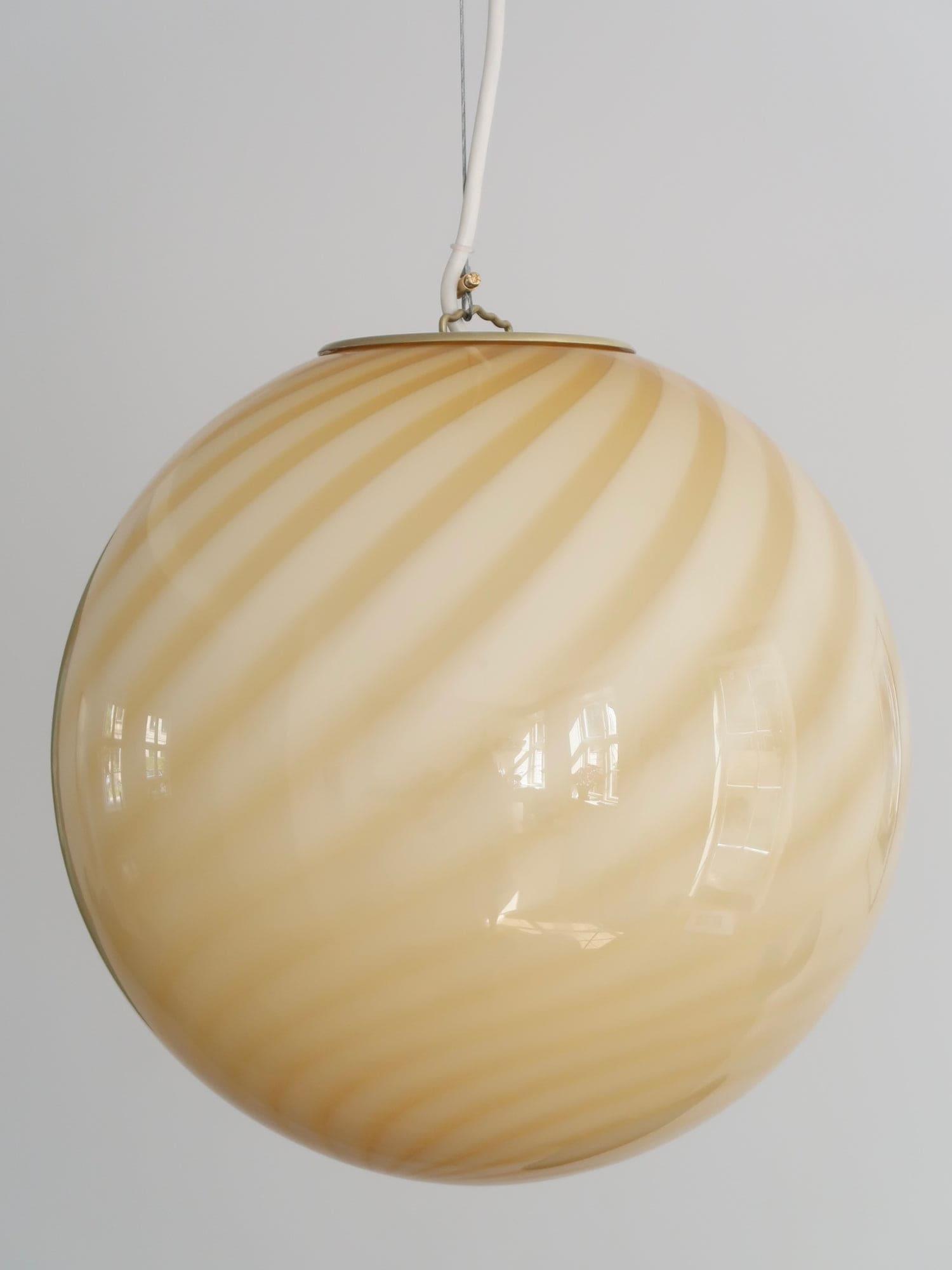 Pendant Light Glass Sphere 11.8 in Milk Honey Kitchen Island Hanging Ceiling Lamp Modern Dining Room Lighting Fixture | Thomler