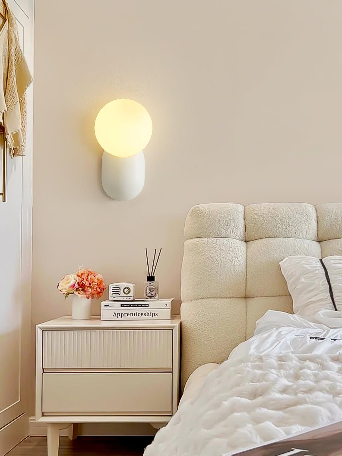 Orb Brass Wall Light with Resin Globe Shade – Modern Minimalist Sconce for Bedroom, Bath & Hallway | Thomler