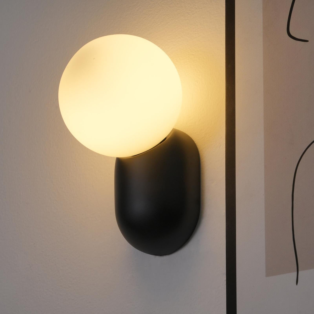 Orb Brass Wall Light with Resin Globe Shade – Modern Minimalist Sconce for Bedroom, Bath & Hallway | Thomler