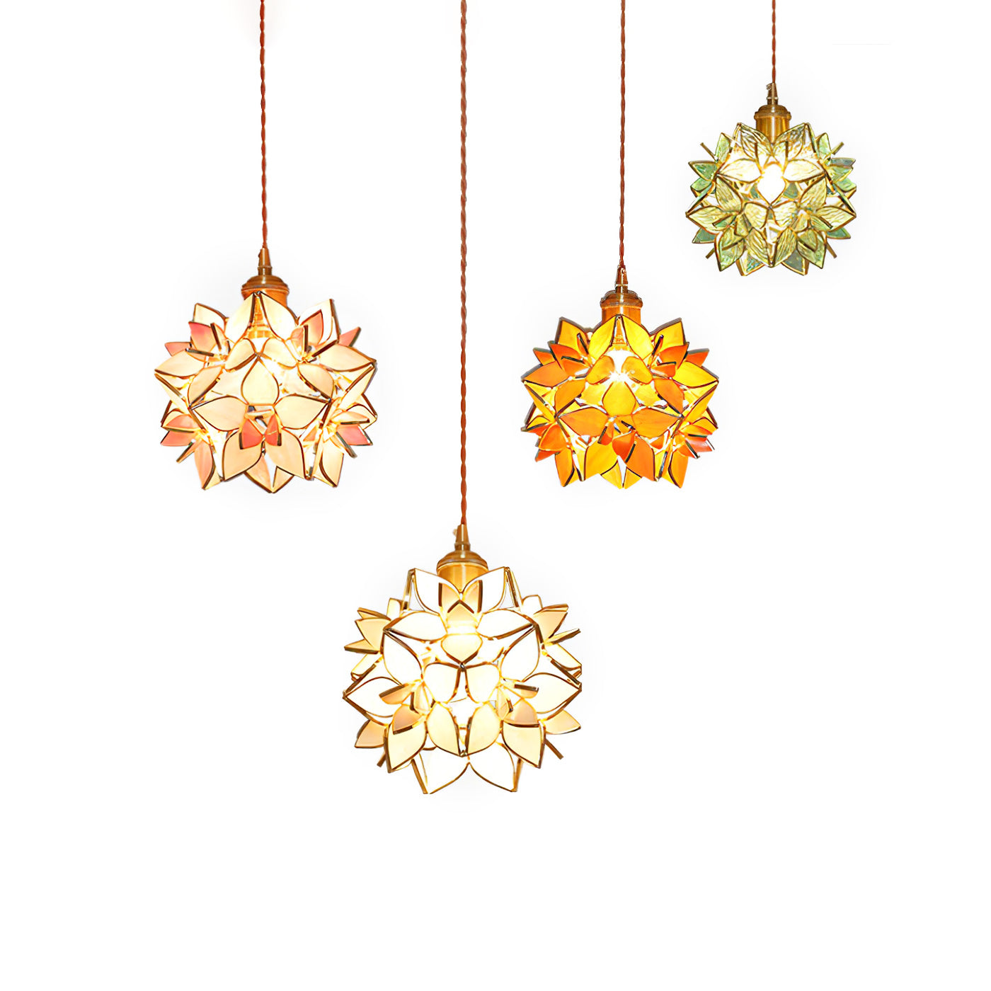 Pendant Light Glass Flower Sphere 7.9 in Brass Ceiling Indoor Hanging Lamp Decorative Ambient Lighting Fixture | Thomler