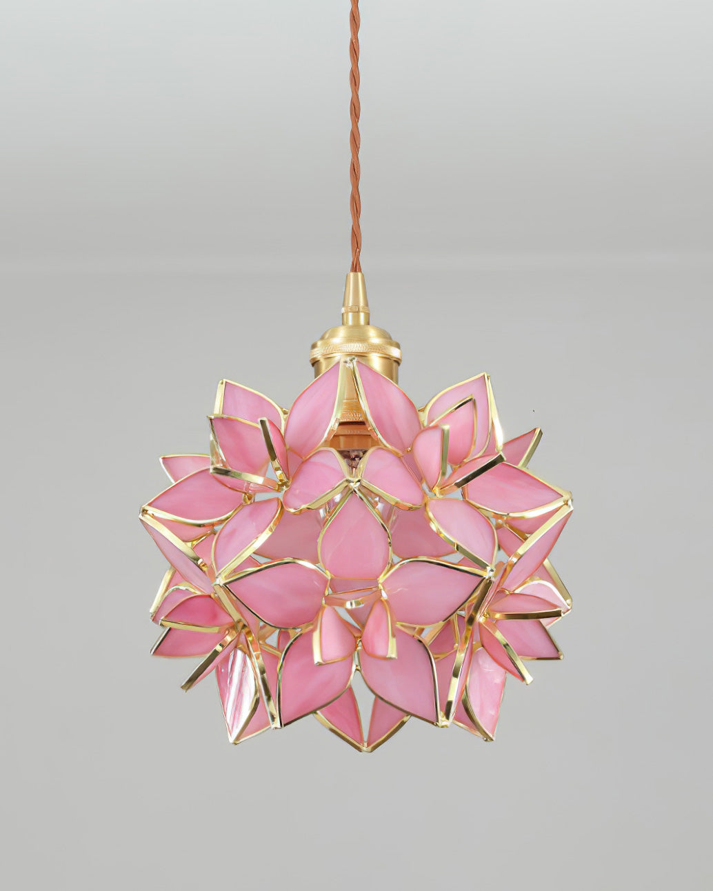 Pendant Light Glass Flower Sphere 7.9 in Brass Ceiling Indoor Hanging Lamp Decorative Ambient Lighting Fixture | Thomler
