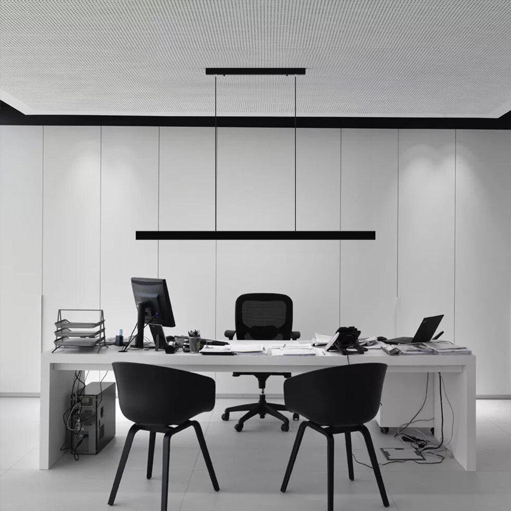 Pendant Light Aluminum Walnut Linear 31.5 in Adjustable Dining Table Kitchen Island Hanging Lamp Stepless Dimmable Modern Design | Thomler