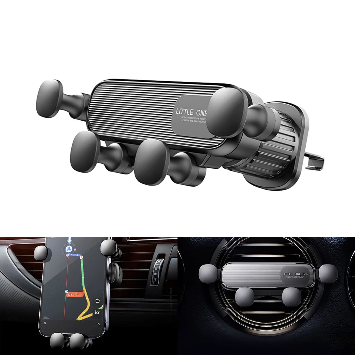 Vent Mount Smartphone Cradle for Car with 5-Point Grip | Secure Phone Dock for Dashboard Air Vent | Universal Adjustable Holder for iPhone | Thomler