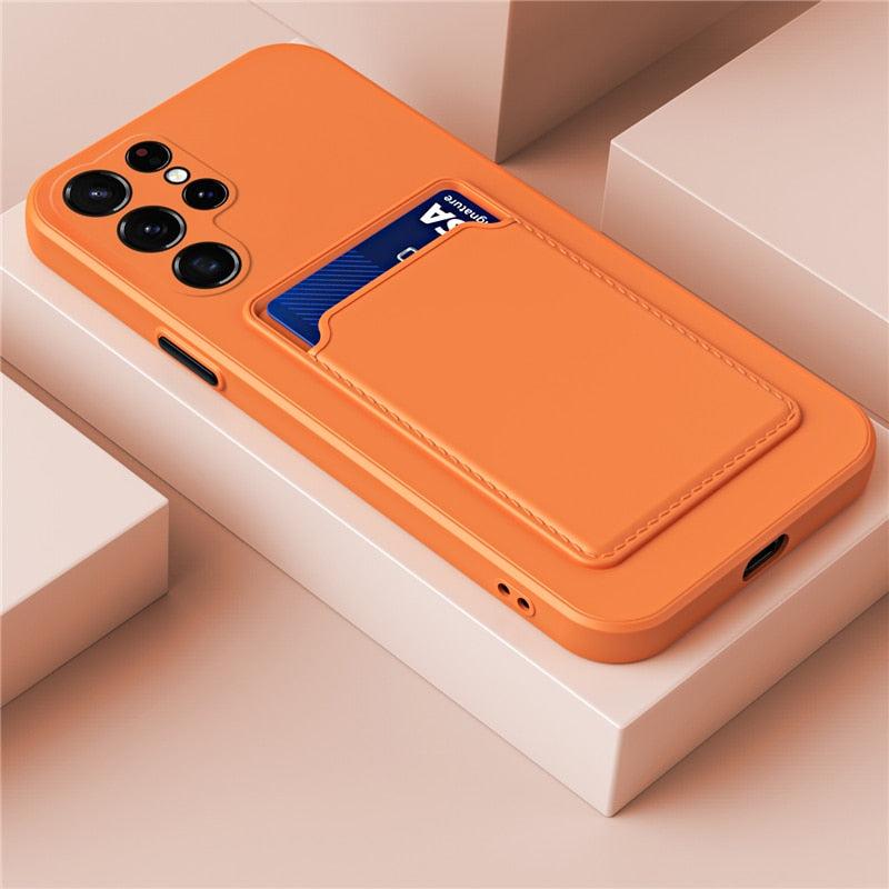 Silicone Phone Case with Built-In Card Slot for Samsung Galaxy – Shockproof Protection, Anti-Fingerprint Finish, Holds 2 Cards | Thomler
