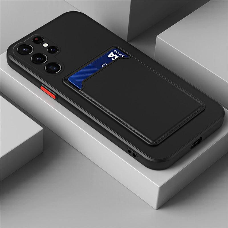 Silicone Phone Case with Built-In Card Slot for Samsung Galaxy – Shockproof Protection, Anti-Fingerprint Finish, Holds 2 Cards | Thomler