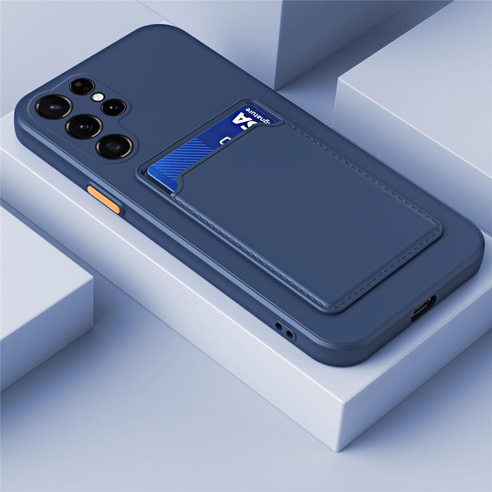 Silicone Phone Case with Built-In Card Slot for Samsung Galaxy – Shockproof Protection, Anti-Fingerprint Finish, Holds 2 Cards | Thomler