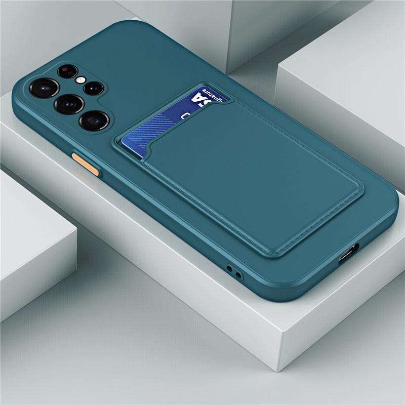 Silicone Phone Case with Built-In Card Slot for Samsung Galaxy – Shockproof Protection, Anti-Fingerprint Finish, Holds 2 Cards | Thomler