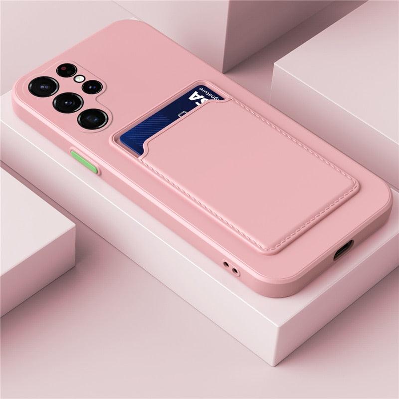 Silicone Phone Case with Built-In Card Slot for Samsung Galaxy – Shockproof Protection, Anti-Fingerprint Finish, Holds 2 Cards | Thomler