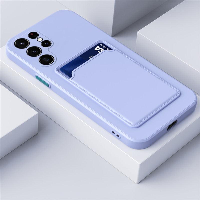 Silicone Phone Case with Built-In Card Slot for Samsung Galaxy – Shockproof Protection, Anti-Fingerprint Finish, Holds 2 Cards | Thomler