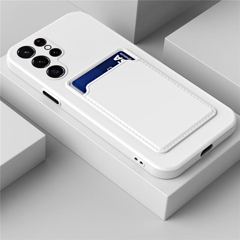 Silicone Phone Case with Built-In Card Slot for Samsung Galaxy – Shockproof Protection, Anti-Fingerprint Finish, Holds 2 Cards | Thomler