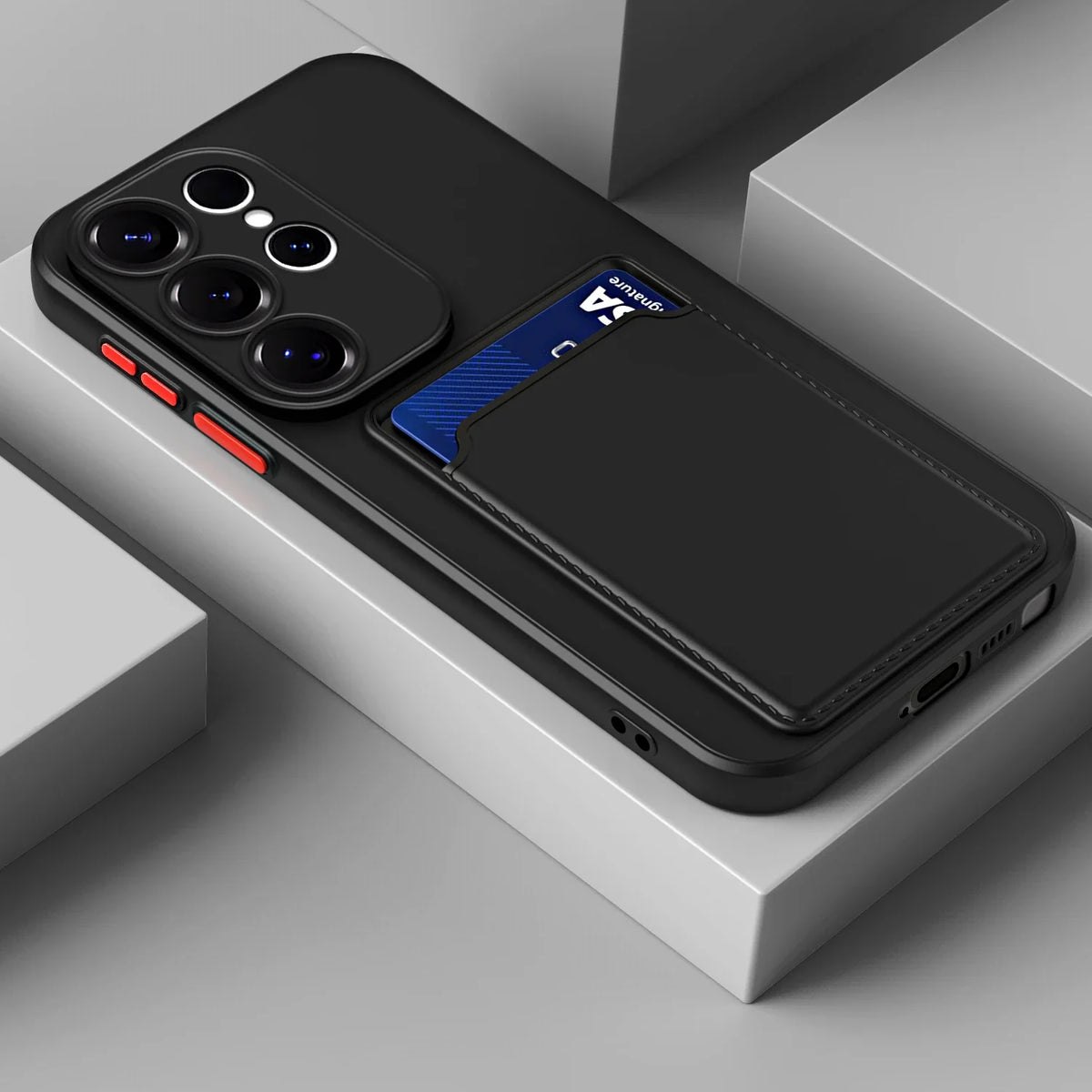 Silicone Phone Case with Built-In Card Slot for Samsung Galaxy – Shockproof Protection, Anti-Fingerprint Finish, Holds 2 Cards | Thomler