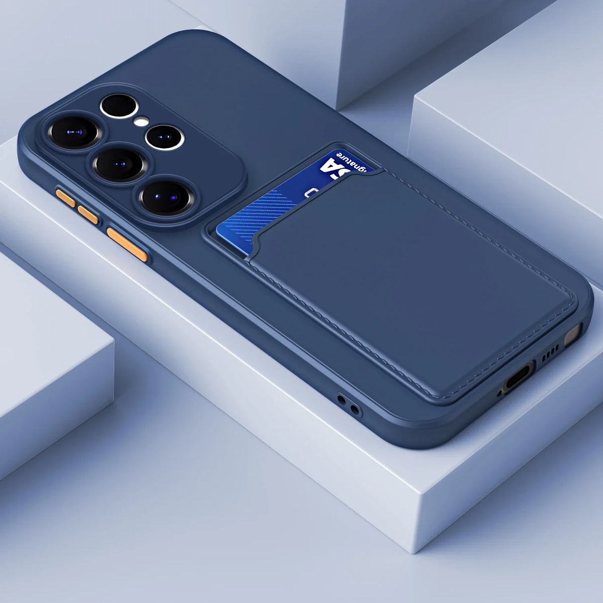 Silicone Phone Case with Built-In Card Slot for Samsung Galaxy – Shockproof Protection, Anti-Fingerprint Finish, Holds 2 Cards | Thomler