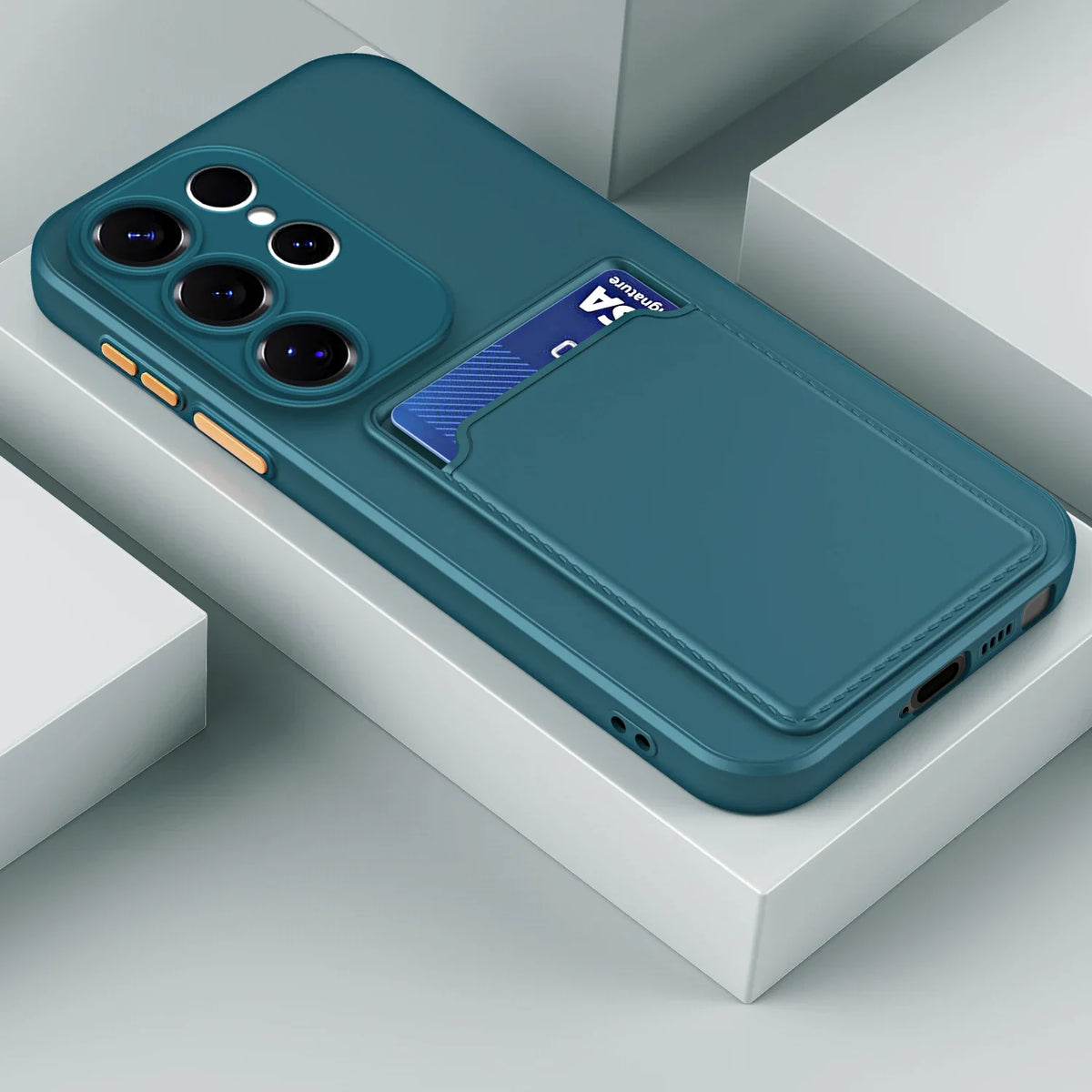 Silicone Phone Case with Built-In Card Slot for Samsung Galaxy – Shockproof Protection, Anti-Fingerprint Finish, Holds 2 Cards | Thomler