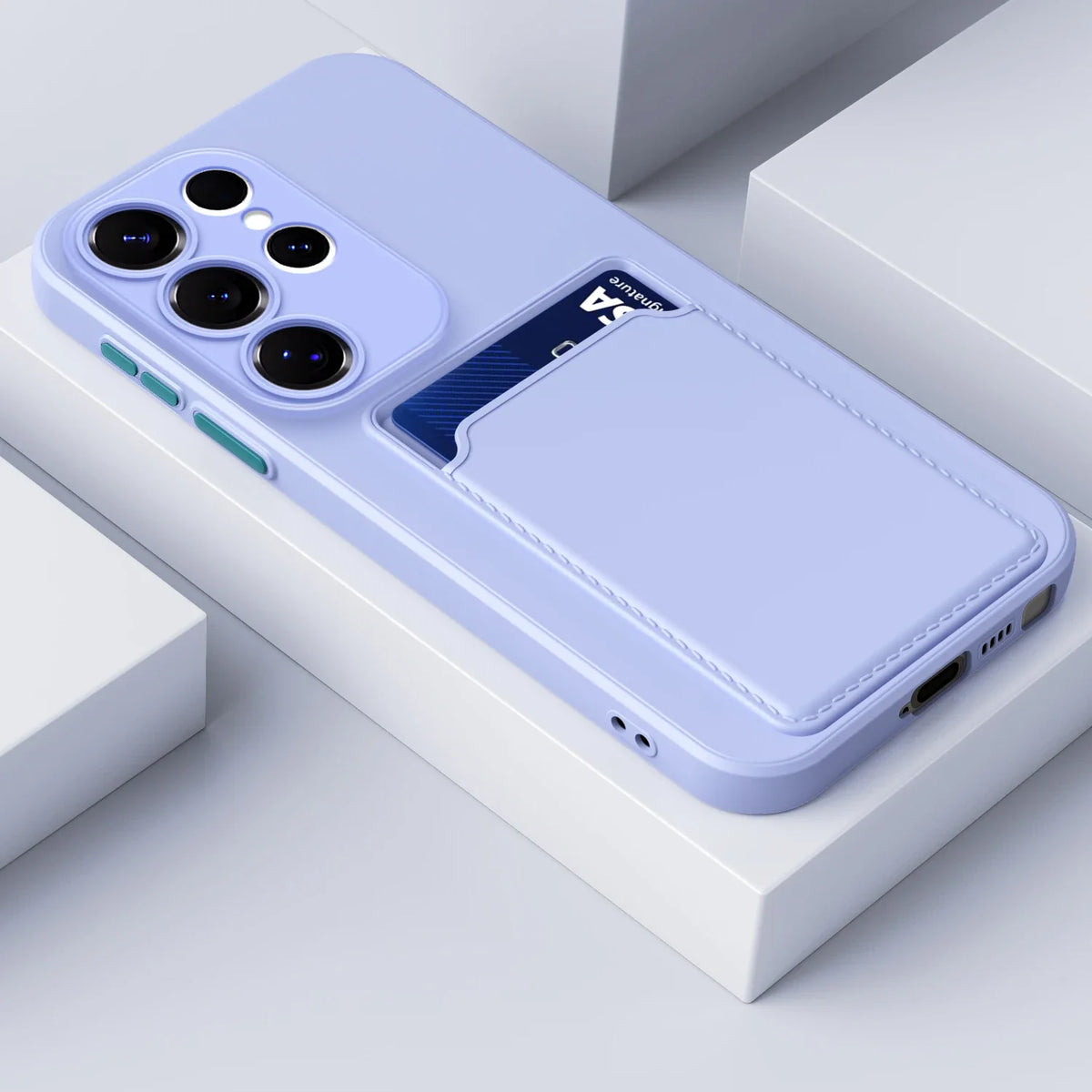 Silicone Phone Case with Built-In Card Slot for Samsung Galaxy – Shockproof Protection, Anti-Fingerprint Finish, Holds 2 Cards | Thomler