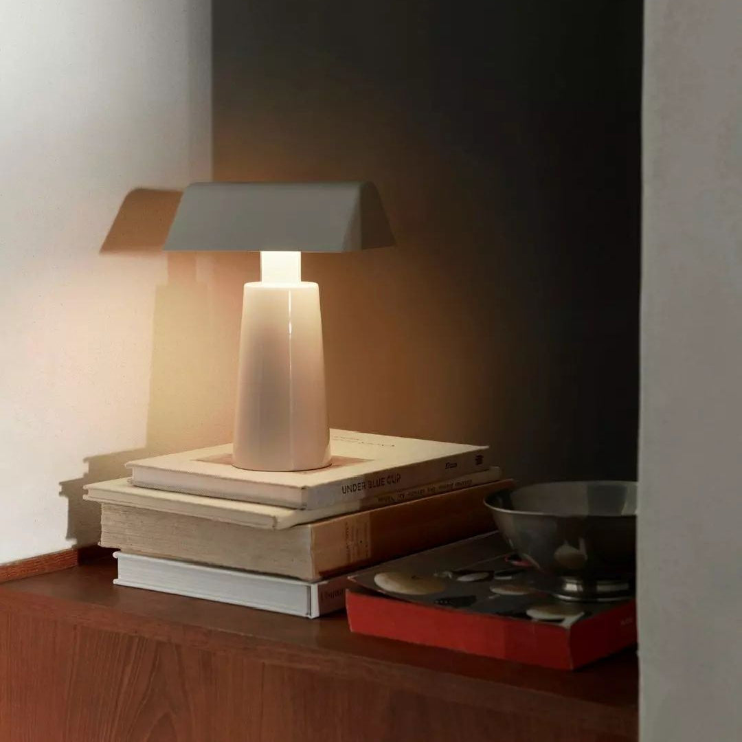 Table Lamp Lacquered Steel 8.6 in Adjustable Red White Gray Desk Lighting Three-Color LED Touch USB | Thomler