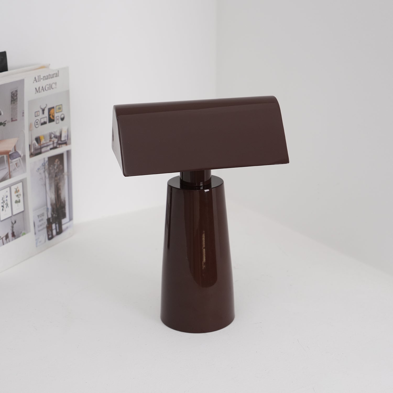 Table Lamp Lacquered Steel 8.6 in Adjustable Red White Gray Desk Lighting Three-Color LED Touch USB | Thomler