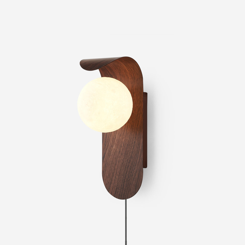 Wall Lamp Wood 9.8 in Frosted Acrylic Globe 7W Bathroom Bedroom Lighting Modern Decorative Accent | Thomler