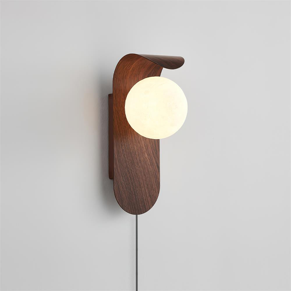 Wall Lamp Wood 9.8 in Frosted Acrylic Globe 7W Bathroom Bedroom Lighting Modern Decorative Accent | Thomler