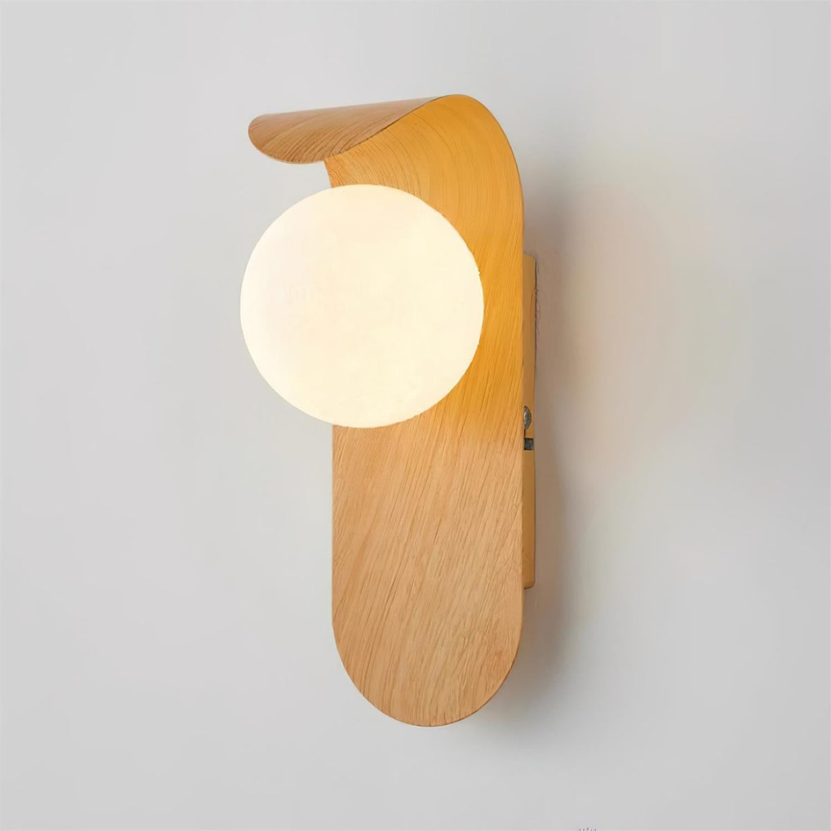 Contemporary Wood-Finish Wall Sconce with Glass or Acrylic Globe Shade for Living Room & Bedroom | Thomler