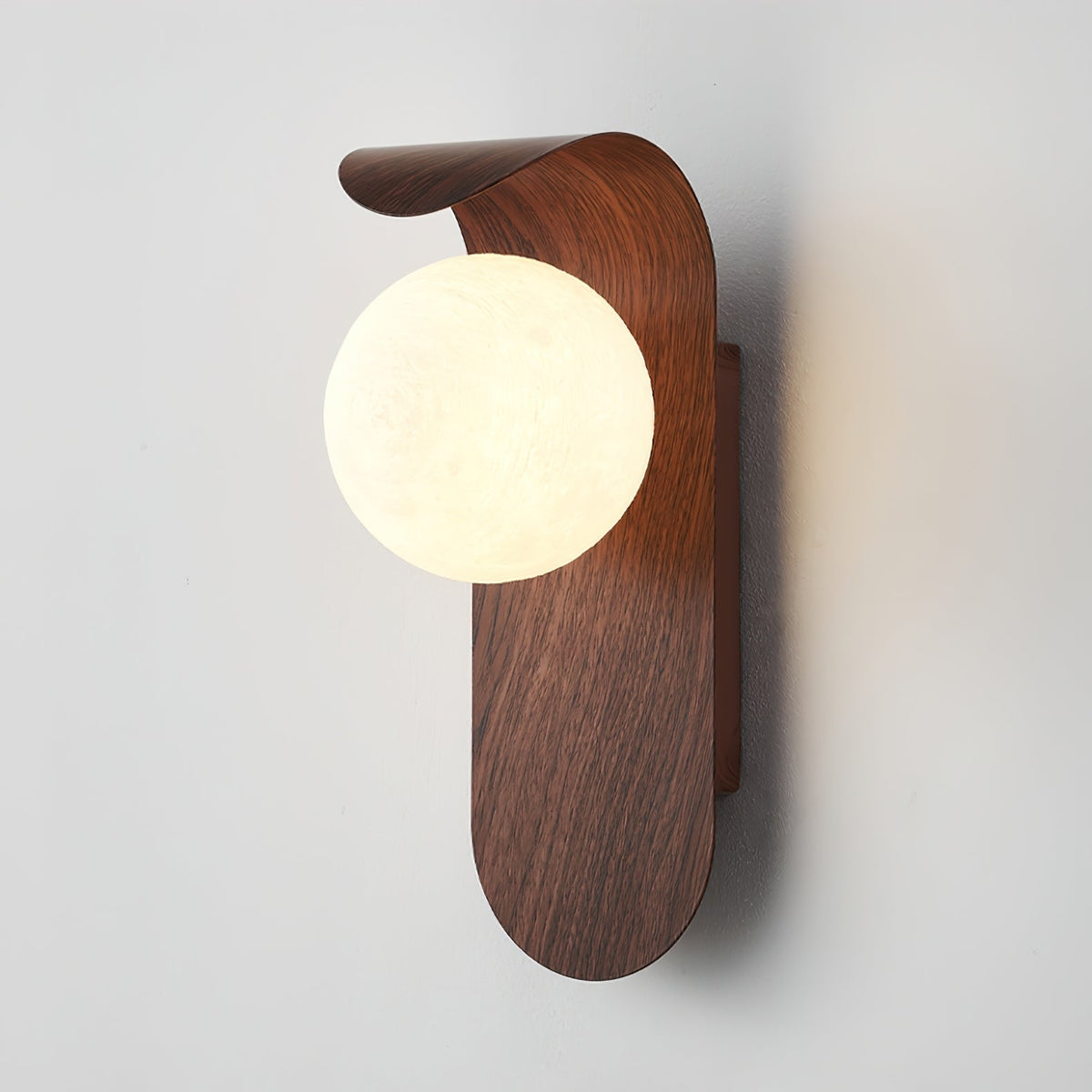 Contemporary Wood-Finish Wall Sconce with Glass or Acrylic Globe Shade for Living Room & Bedroom | Thomler