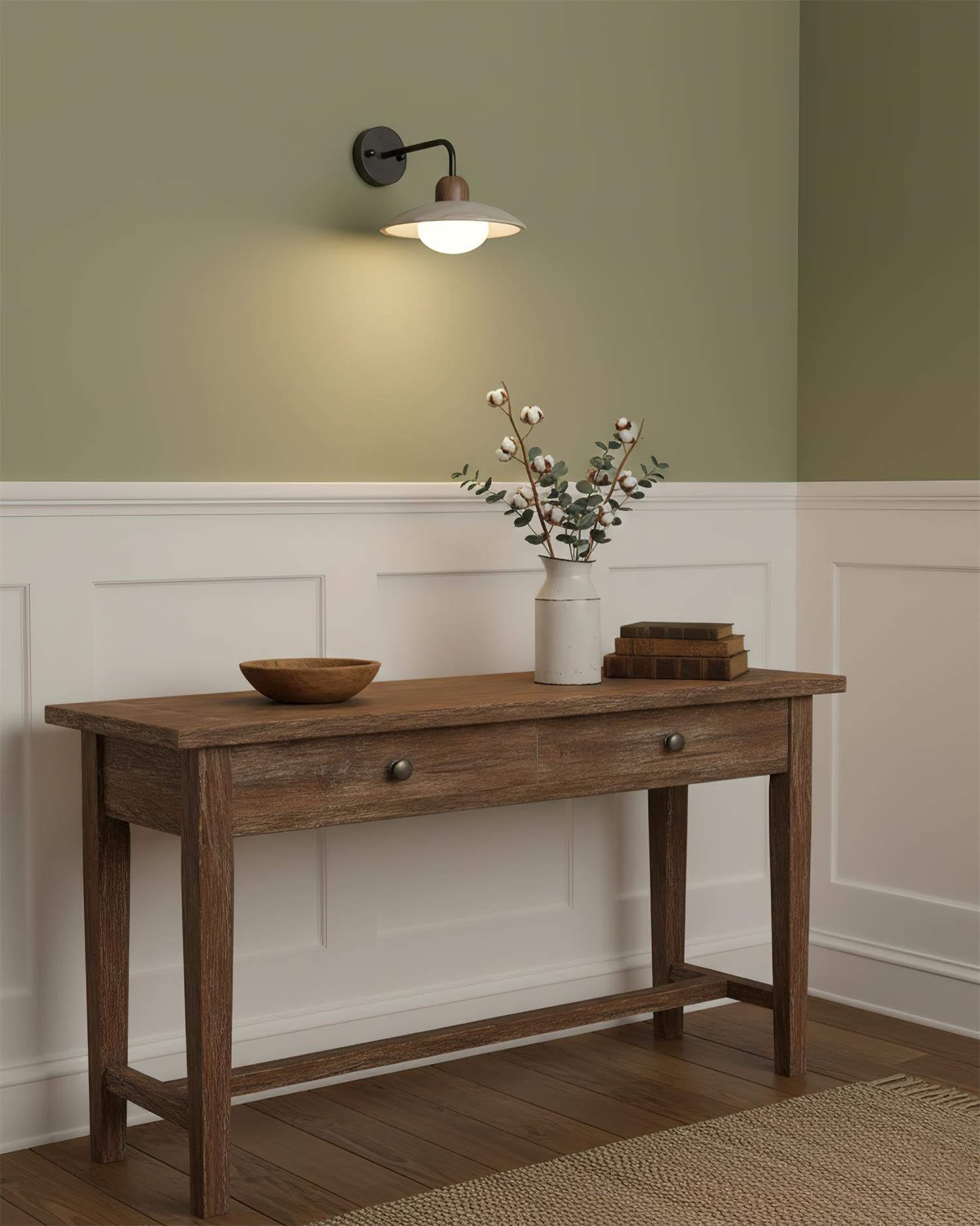 Wall Lamp Travertine Stone 9.8 in Wide Wood Brass Bedroom Bathroom Reading Lighting Fixture | Thomler