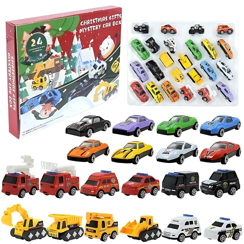 Advent Calendar Toy Car 24-Piece 25.0 cm Christmas Countdown Children Daily Surprises Mini Vehicles Play Set | Thomler
