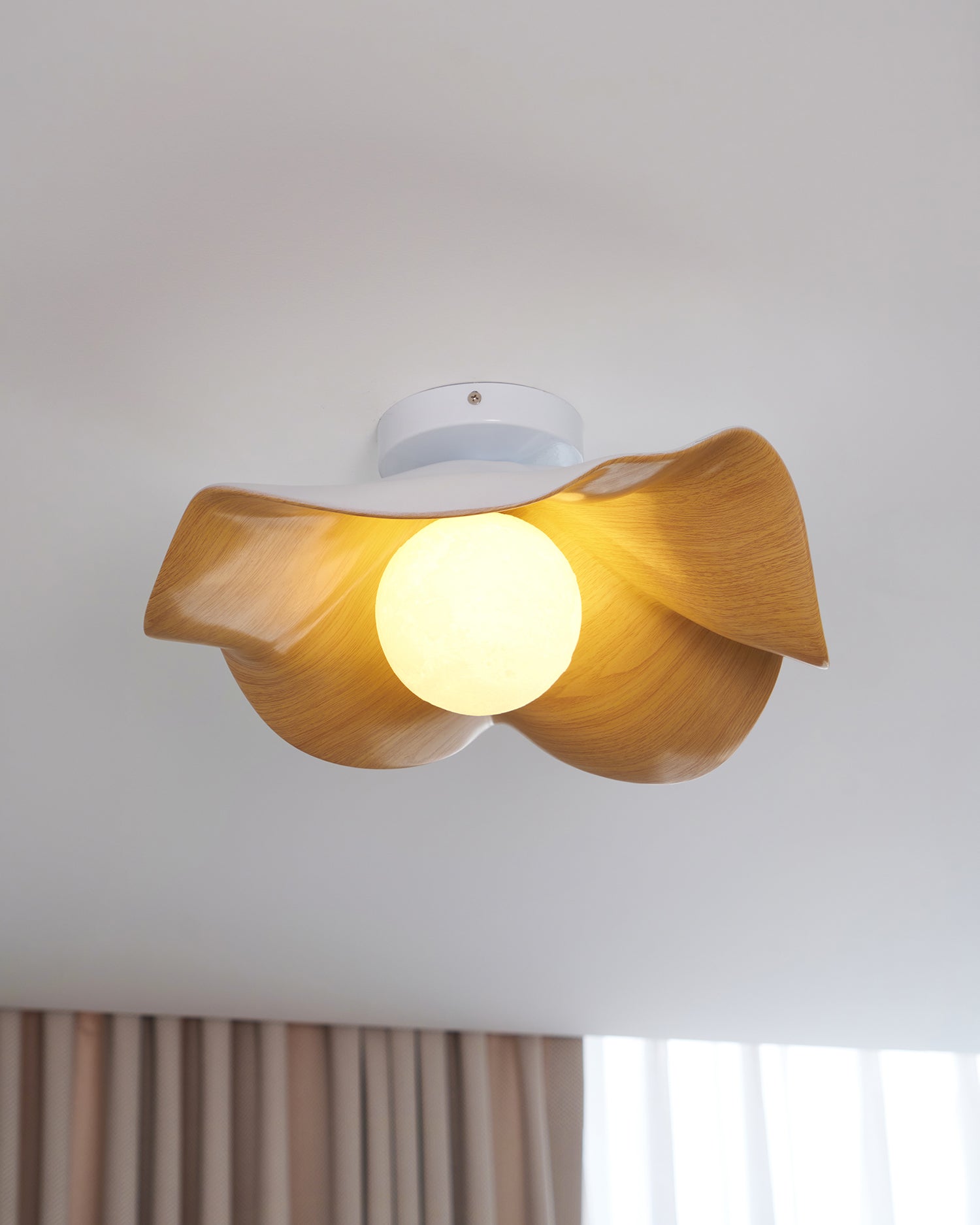 Ceiling Light Resin Wood Grain 11 in Flush Mount Bathroom Hallway Wall Fixture Modern Minimalist | Thomler