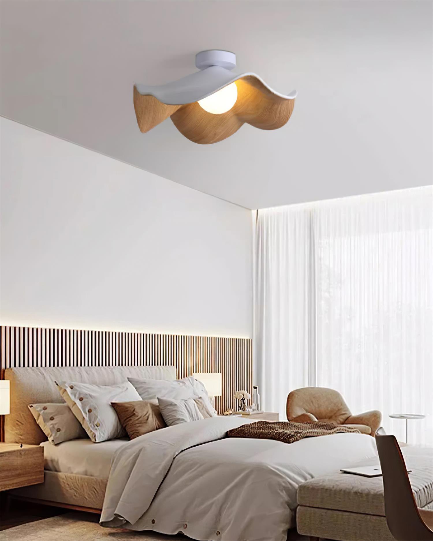 Ceiling Light Resin Wood Grain 11 in Flush Mount Bathroom Hallway Wall Fixture Modern Minimalist | Thomler