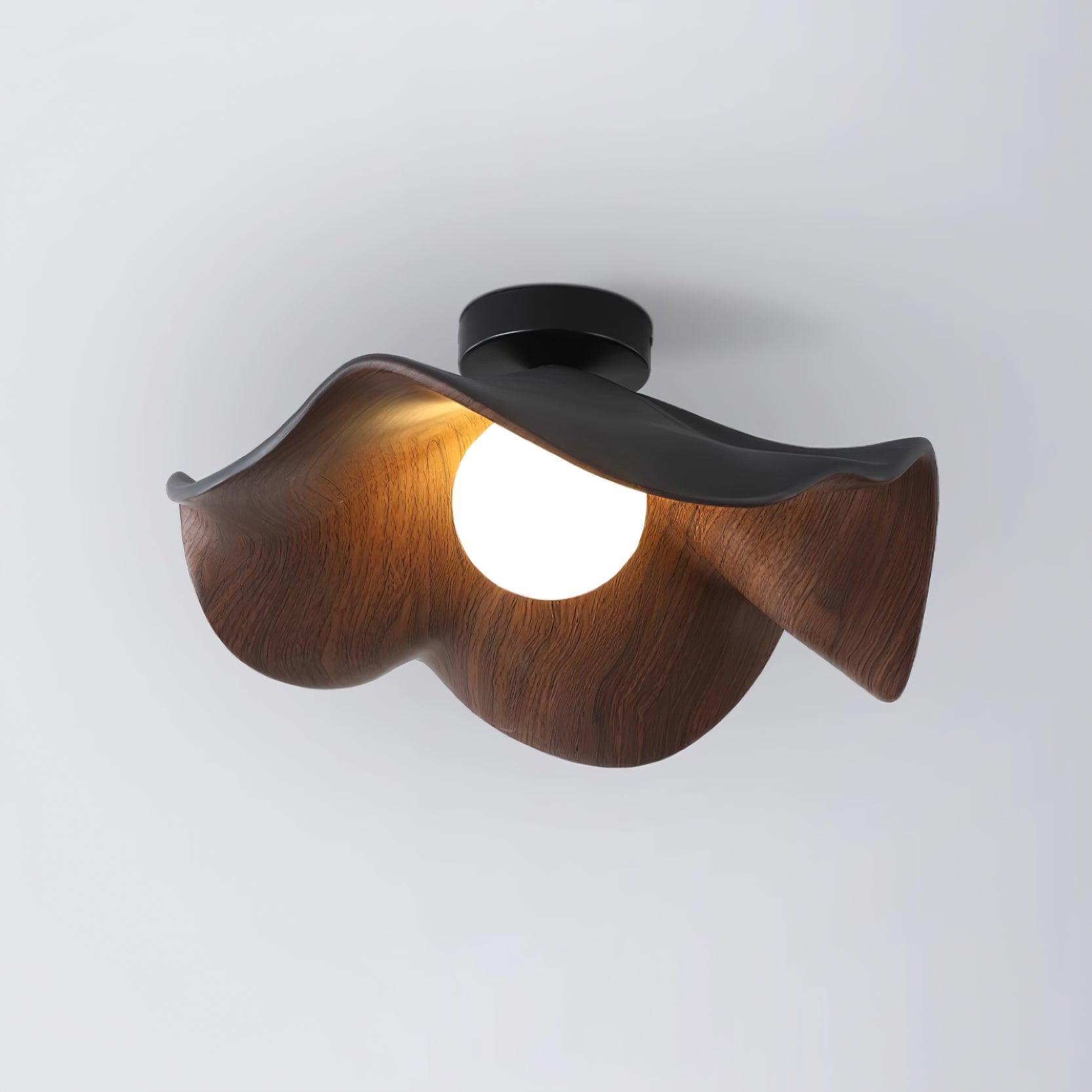 Ceiling Light Resin Wood Grain 11 in Flush Mount Bathroom Hallway Wall Fixture Modern Minimalist | Thomler