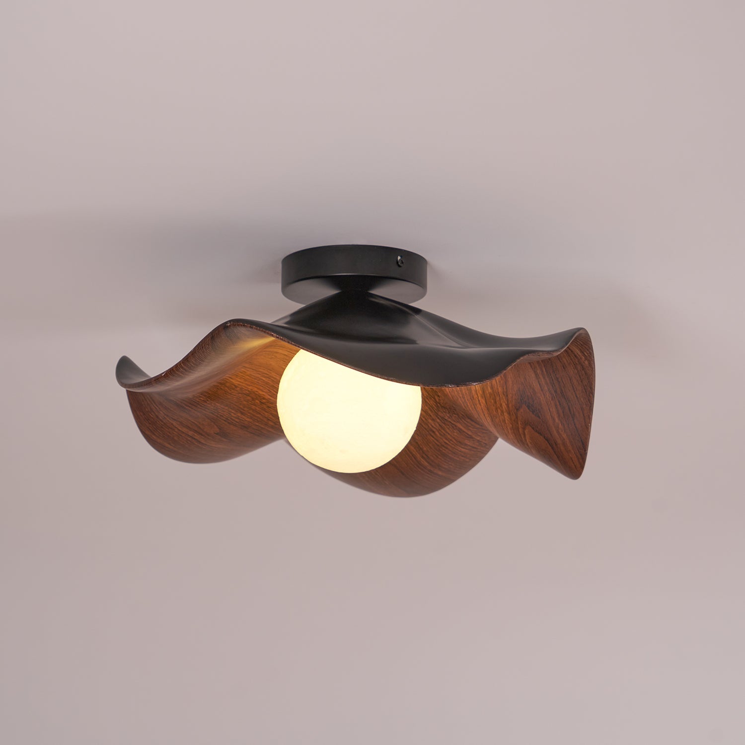 Ceiling Light Resin Wood Grain 11 in Flush Mount Bathroom Hallway Wall Fixture Modern Minimalist | Thomler