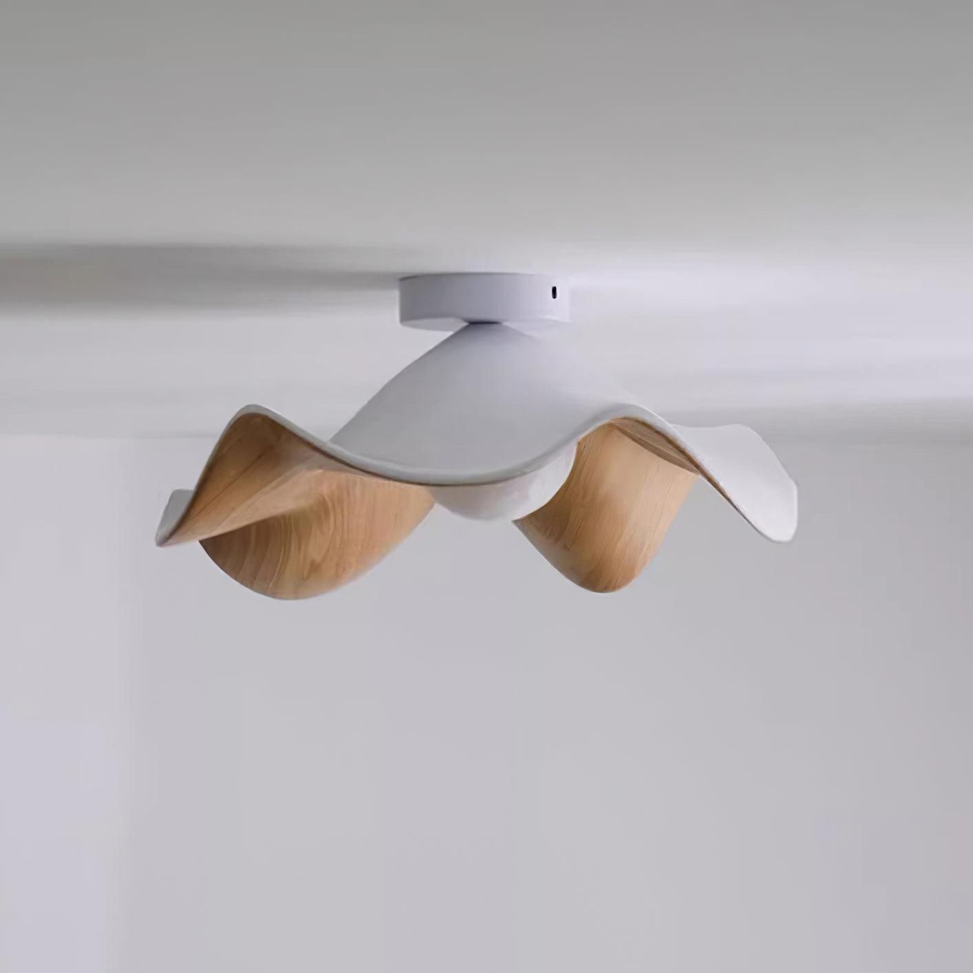 Ceiling Light Resin Wood Grain 11 in Flush Mount Bathroom Hallway Wall Fixture Modern Minimalist | Thomler