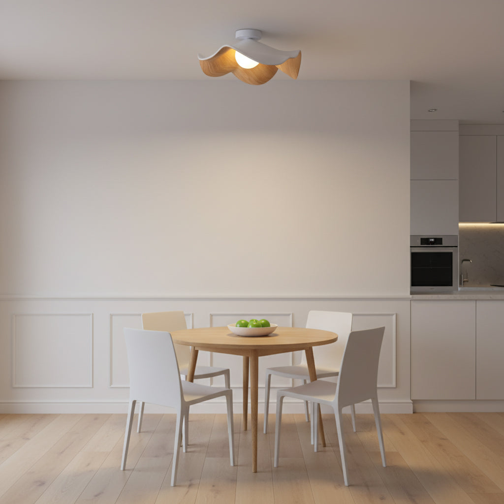 Ceiling Light Resin Wood Grain 11 in Flush Mount Bathroom Hallway Wall Fixture Modern Minimalist | Thomler