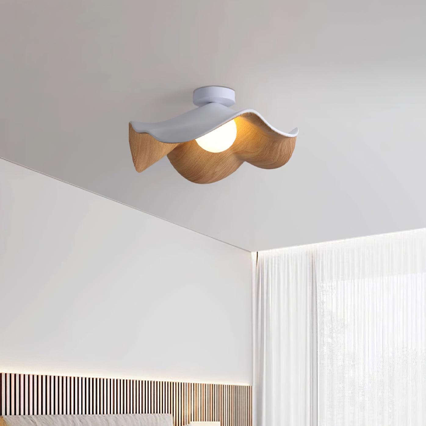 Ceiling Light Resin Wood Grain 11 in Flush Mount Bathroom Hallway Wall Fixture Modern Minimalist | Thomler