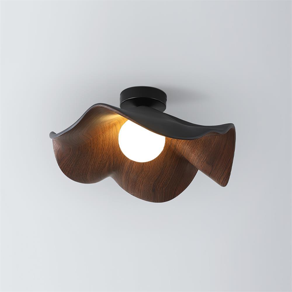 Ceiling Light Resin Wood Grain 11 in Flush Mount Bathroom Hallway Wall Fixture Modern Minimalist | Thomler