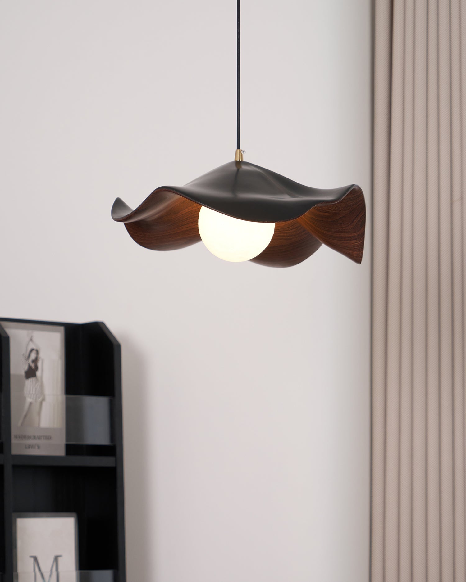 Pendant Light Resin 11 in White Dining Room Ceiling Lamp Leaf Pattern Decorative Fixture | Thomler