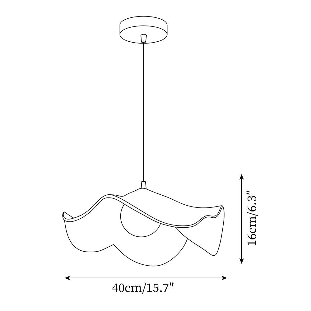 Pendant Light Resin 11 in White Dining Room Ceiling Lamp Leaf Pattern Decorative Fixture | Thomler