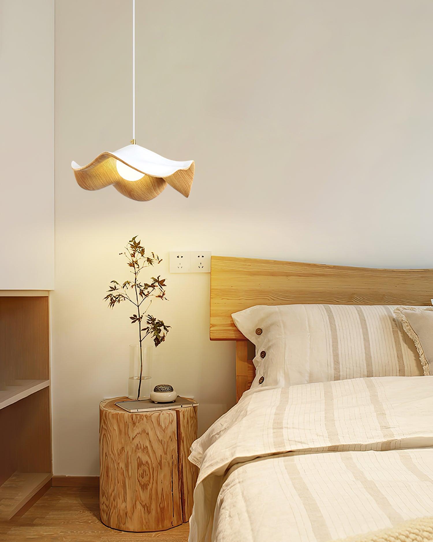 Pendant Light Resin 11 in White Dining Room Ceiling Lamp Leaf Pattern Decorative Fixture | Thomler