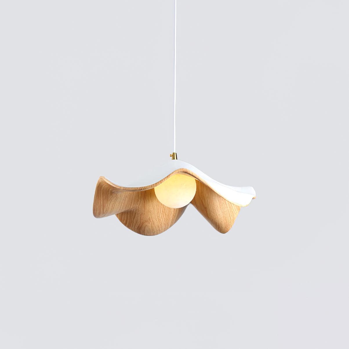 Pendant Light Resin 11 in White Dining Room Ceiling Lamp Leaf Pattern Decorative Fixture | Thomler