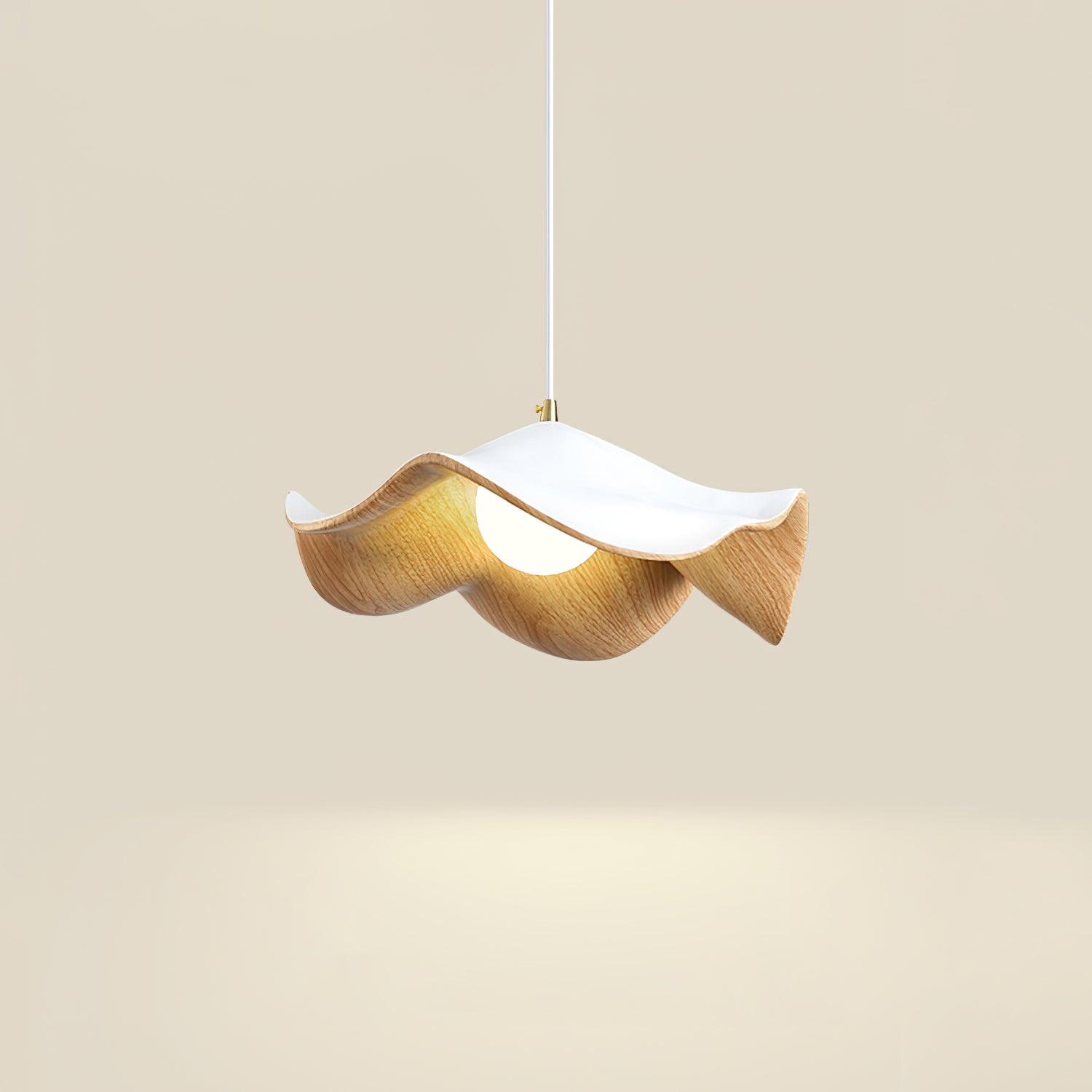 Pendant Light Resin 11 in White Dining Room Ceiling Lamp Leaf Pattern Decorative Fixture | Thomler