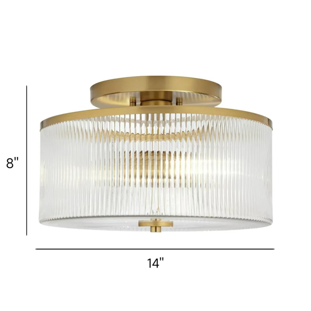 Ceiling Light Metal Glass 14 in Dual-Light Black Brass Living Room Modern Fixture Decorative Lighting | Thomler