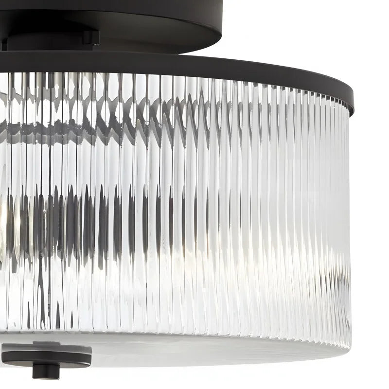 Ceiling Light Metal Glass 14 in Dual-Light Black Brass Living Room Modern Fixture Decorative Lighting | Thomler